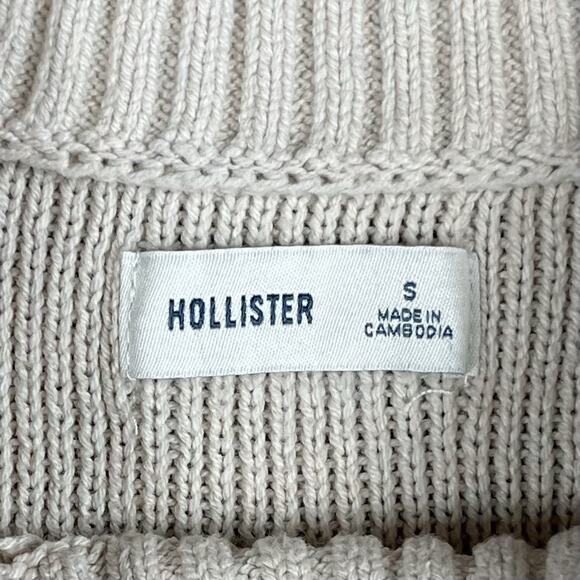 Hollister Sweater Womens Small Knit Crew Neck Oatmeal Pullover Casual Oversized - Picture 5 of 9